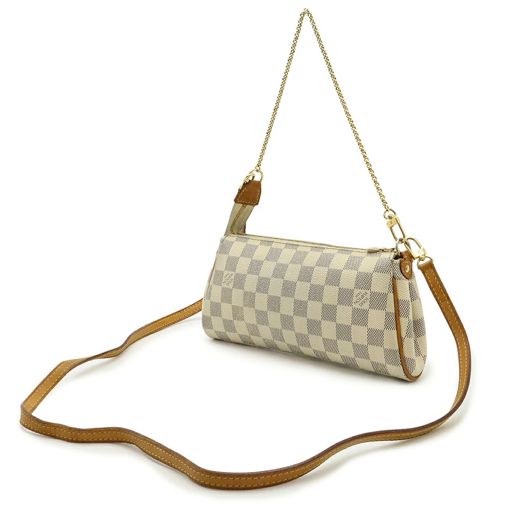 Louis Vuitton White Bag Azur Accessory Clutch Eva Chain Shoulder Damier